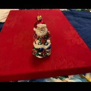 CHRISTOPHER RADKO POINSETTIA SANTA ORNAMENT NEW